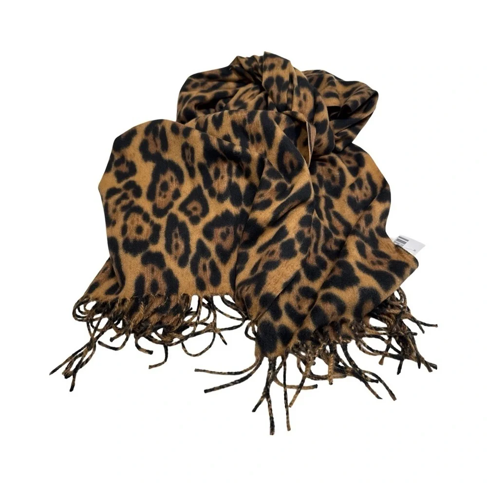 Bloomingdale's Tan and Black Animal Print Scarf